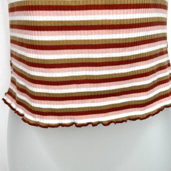 Belle Du Jour Stripe O-Ring Zipper Crop Top - Picture 4 of 8